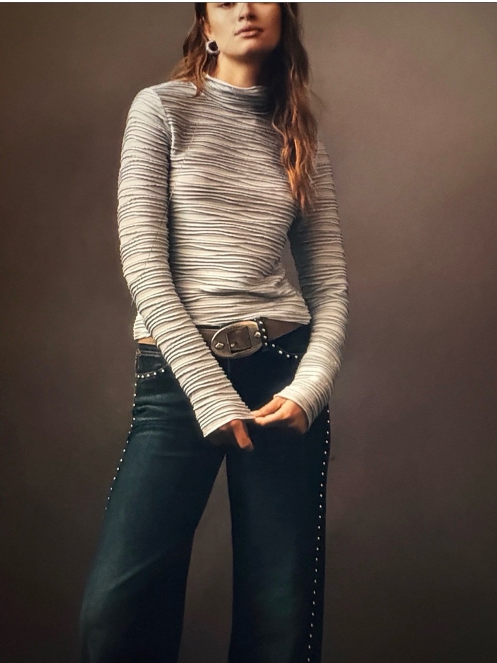 Anthropologie Pilcro Light Blue Ribbed Knit Top